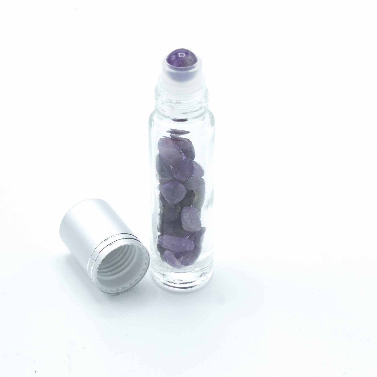 Essential Oil Roller Bottle - Amethyst - Silver Cap