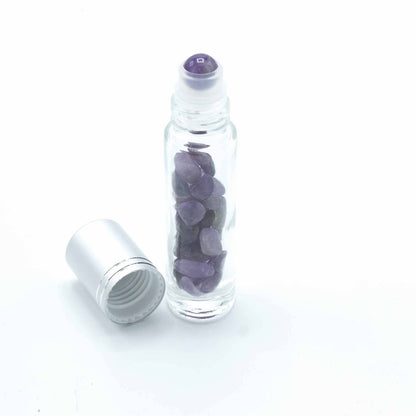 Essential Oil Roller Bottle - Amethyst - Silver Cap