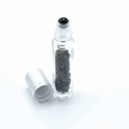 Essential Oil Roller Bottle - Black Tourmaline - Silver Cap